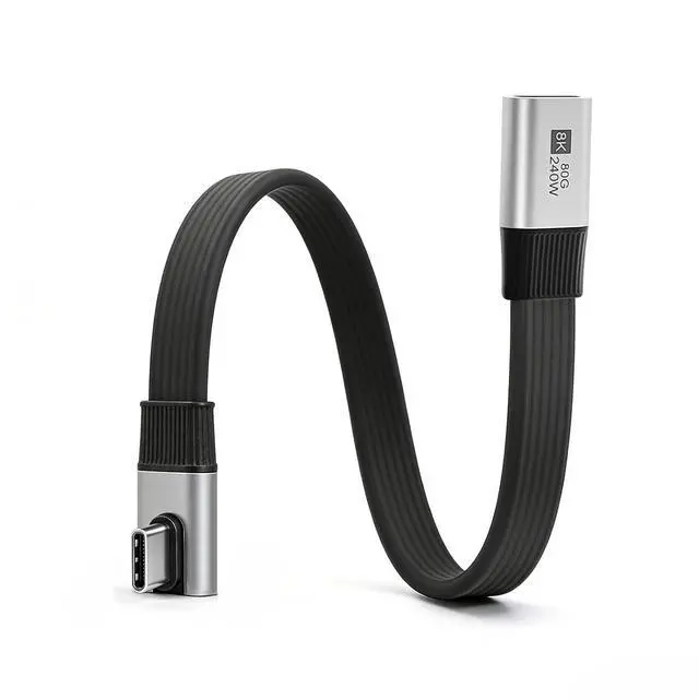 Main image of 90 Degree USB C Extension Cable 7.87inch, 240W & 40Gbps & 8K@60Hz Flat Short USB C Right Angle Cable, USB 4 Extender Compatible for Thunderbolt 4 Laptop,Galaxy, Phone
