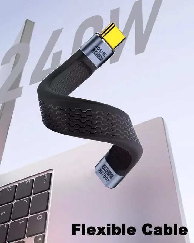 Alt view image 5 of 6 - Short USB C to USB C Extension Cable 5Inch, (240W PD Fast Charging, 40Gbps, 8K Video) Short Thunderbolt 4 Extension Cable for USB 4 Cord, iPhone 15/16, MacBook, MacBook, Carplay, External SSD