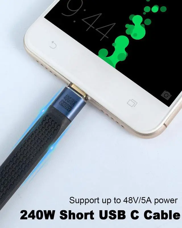 Alt view image 4 of 6 - Short USB C to USB C Extension Cable 5Inch, (240W PD Fast Charging, 40Gbps, 8K Video) Short Thunderbolt 4 Extension Cable for USB 4 Cord, iPhone 15/16, MacBook, MacBook, Carplay, External SSD