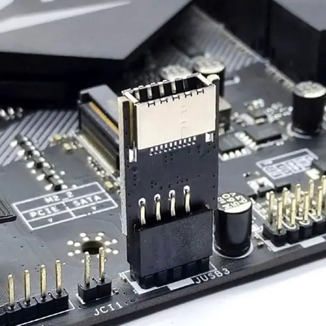 Alt view image 2 of 6 - USB 2.0 to USB 3.2 Gen 1 Header Adapter, Front Panel Connector Motherboard, USB 9Pin Female to Type-E Adapter for Extending USB C Ports on Front Panel of PC 1 Pack