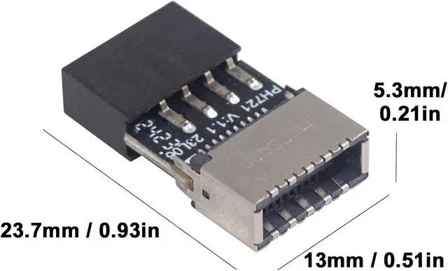 Alt view image 5 of 6 - USB 2.0 to USB 3.2 Gen 1 Header Adapter, Front Panel Connector Motherboard, USB 9Pin Female to Type-E Adapter for Extending USB C Ports on Front Panel of PC 1 Pack