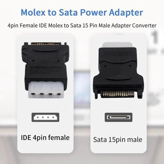 Alt view image 4 of 6 - Molex to SATA Power Adapter, SATA Male to 4Pin Female Power Adapter Converter Connect for Hard Drives (2 Pack)