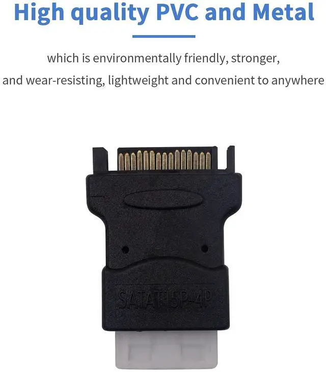 Main image of Molex to SATA Power Adapter, SATA Male to 4Pin Female Power Adapter Converter Connect for Hard Drives (2 Pack)