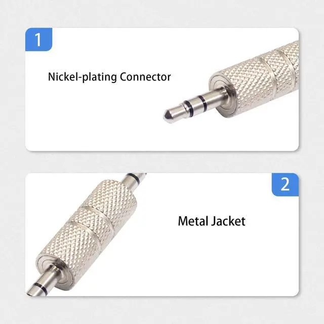 Alt view image 3 of 6 - 3.5mm Male to Male Audio Adapter, Metal Silver 3 Pole 3.5mm Stereo Jack Adapter Audio Headphone Jack Coupler Connectors - 2 Pack