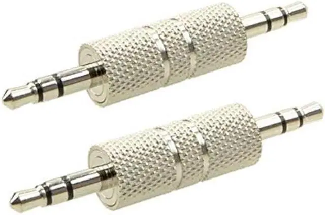 Alt view image 2 of 6 - 3.5mm Male to Male Audio Adapter, Metal Silver 3 Pole 3.5mm Stereo Jack Adapter Audio Headphone Jack Coupler Connectors - 2 Pack