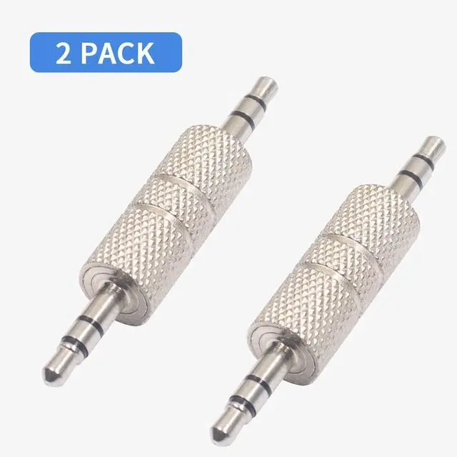 Alt view image 6 of 6 - 3.5mm Male to Male Audio Adapter, Metal Silver 3 Pole 3.5mm Stereo Jack Adapter Audio Headphone Jack Coupler Connectors - 2 Pack