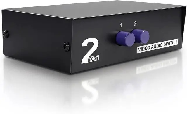 Alt view image 2 of 6 - 2 Port RCA AV Switch Box, 2 in 1 Out Composite Video Audio Selector, RCA Switcher for DVD, Game Console, STB to TV