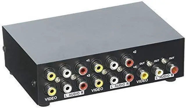 Alt view image 4 of 6 - AV Switch Box,RCA Switcher,AV(3 RCA) Cable 4 in 1 Out Composite Video L/R Audio Selector Box for Wii, PS2, Xbox, DVD Player, STB, HDTV, No Power Required