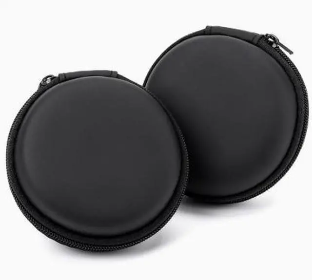 Main image of Eva bag for storing round Bluetooth headphones, data cable, headphones. Storage bag in a round shape with a zipper.