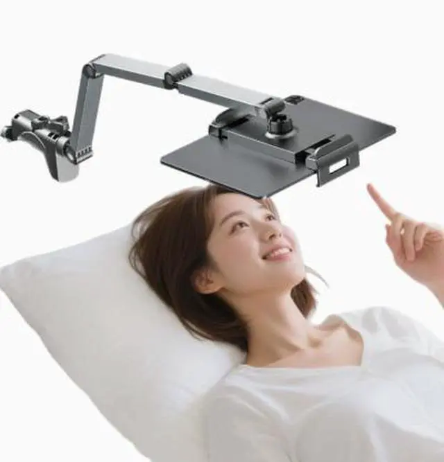 Alt view image 4 of 4 - Headrest extendable lazy man mobile phone stand for TV series streaming and live broadcasts. Lazy man gadget for dormitory bed head desktop support.
