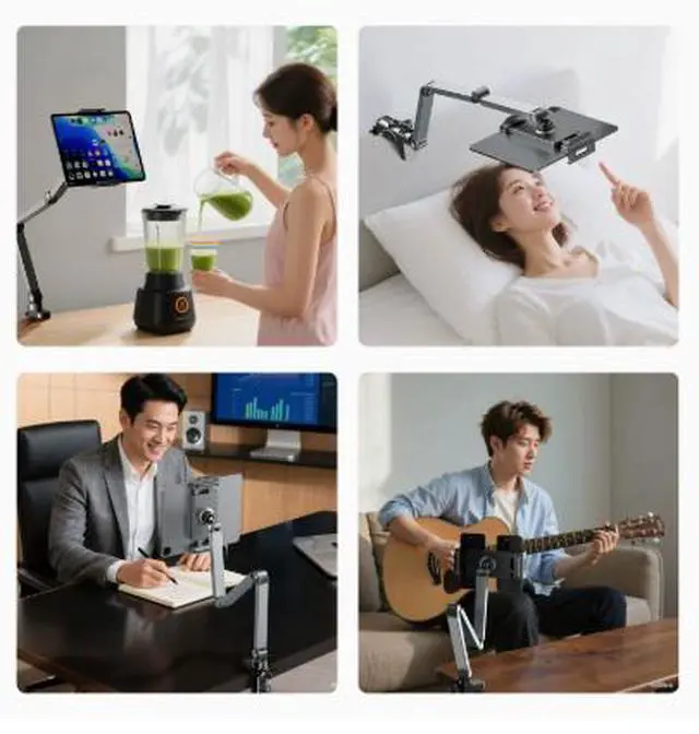 Alt view image 3 of 4 - Headrest extendable lazy man mobile phone stand for TV series streaming and live broadcasts. Lazy man gadget for dormitory bed head desktop support.