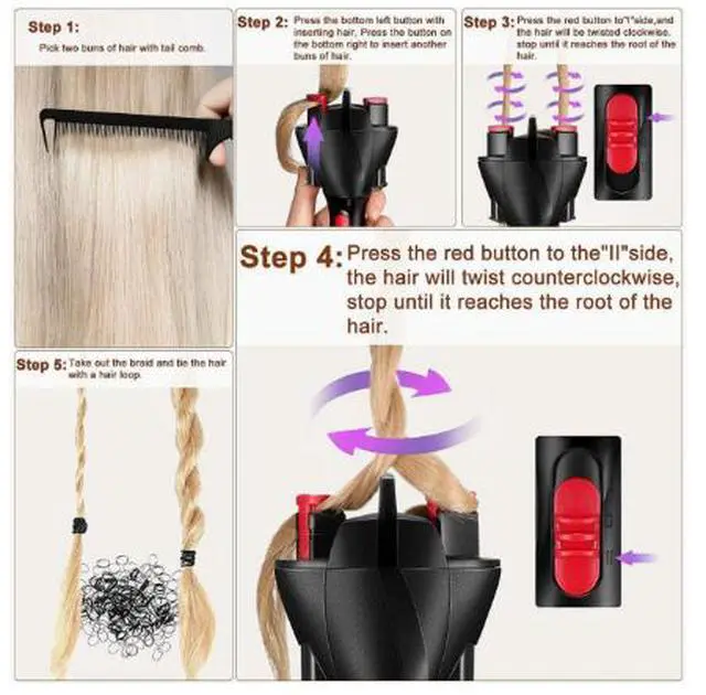Alt view image 3 of 5 - Automatic combing machine - New model for children, girls, adults - Hair braiding machine - Lazy person's electric USB hair twisting tool for creating braided styles