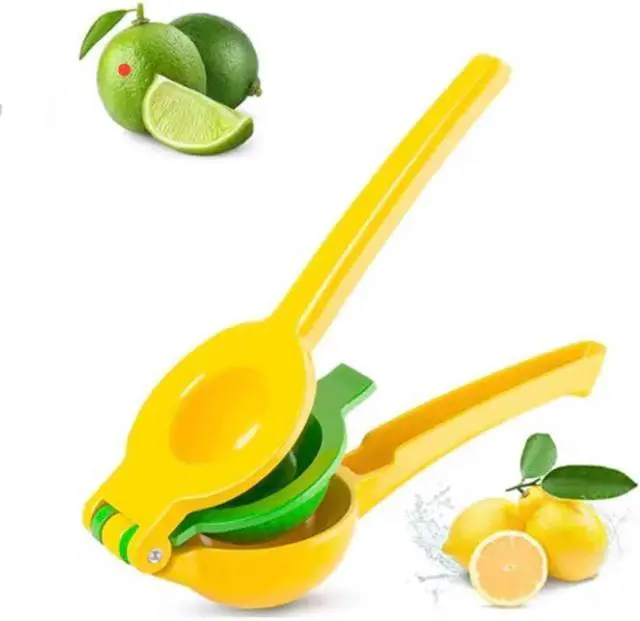 Main image of Lemon Squeezer Metal 2-In-1 Manual Citrus Juicer, Max Juice Extraction, Gets Every Last Drop, Easy to Clean, Durable Aluminum Hand Press for Lemon & Lime, Yellow, JBK