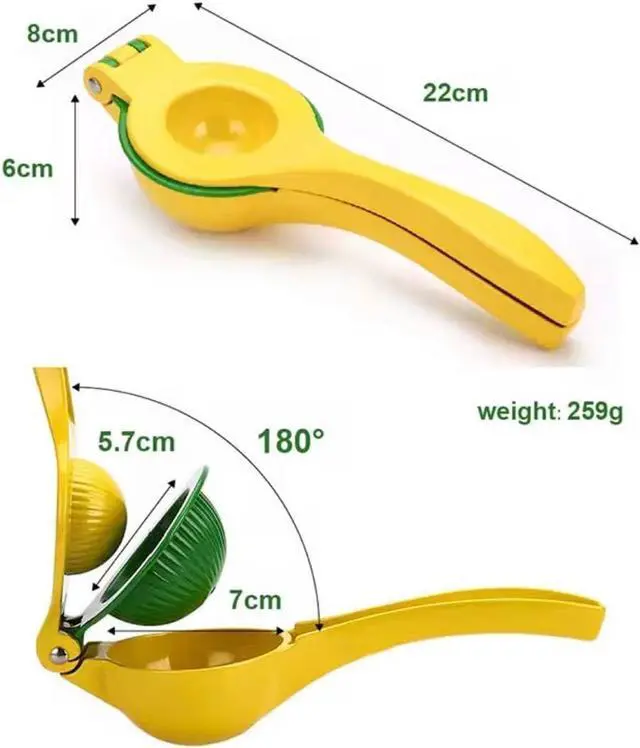 Alt view image 2 of 7 - Lemon Squeezer Metal 2-In-1 Manual Citrus Juicer, Max Juice Extraction, Gets Every Last Drop, Easy to Clean, Durable Aluminum Hand Press for Lemon & Lime, Yellow, JBK