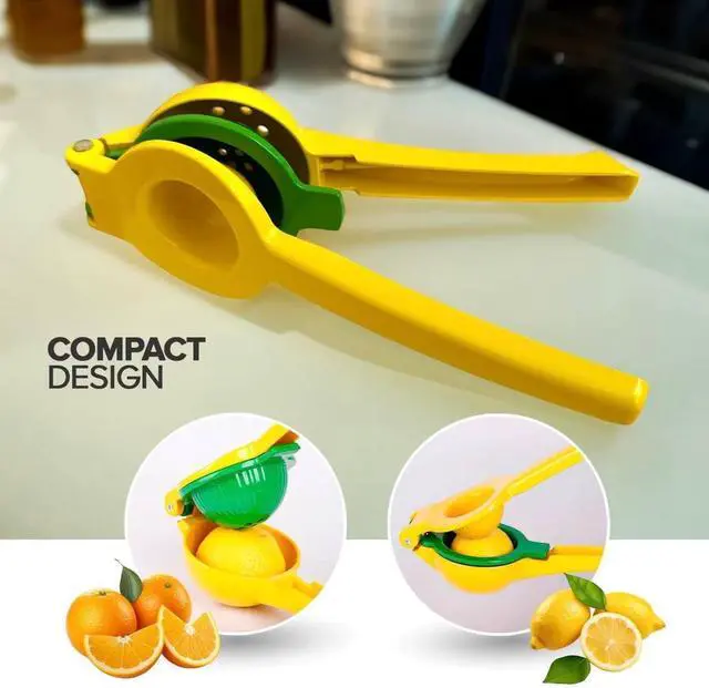 Alt view image 6 of 7 - Lemon Squeezer Metal 2-In-1 Manual Citrus Juicer, Max Juice Extraction, Gets Every Last Drop, Easy to Clean, Durable Aluminum Hand Press for Lemon & Lime, Yellow, JBK