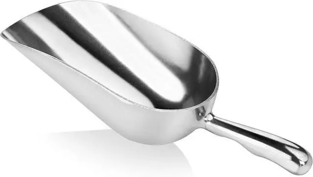 Alt view image 4 of 6 - Thickened multi-functional aluminum ice scoop, suitable for ice cubes, flour, rice, feed, and various food items including tea.27.2*9.7*5.6cm
