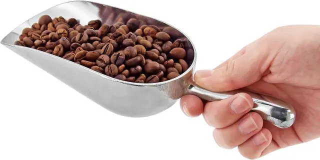 Main image of Thickened multi-functional aluminum ice scoop, suitable for ice cubes, flour, rice, feed, and various food items including tea.27.2*9.7*5.6cm
