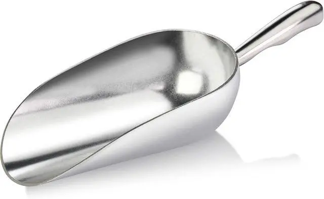 Alt view image 2 of 6 - Thickened multi-functional aluminum ice scoop, suitable for ice cubes, flour, rice, feed, and various food items including tea.27.2*9.7*5.6cm