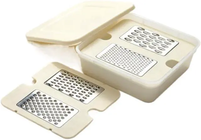 Alt view image 4 of 5 - Four-Blade Grater Box
PP and 430 stainless steel construction for grating and shredding vegetables, garlic, and ginger