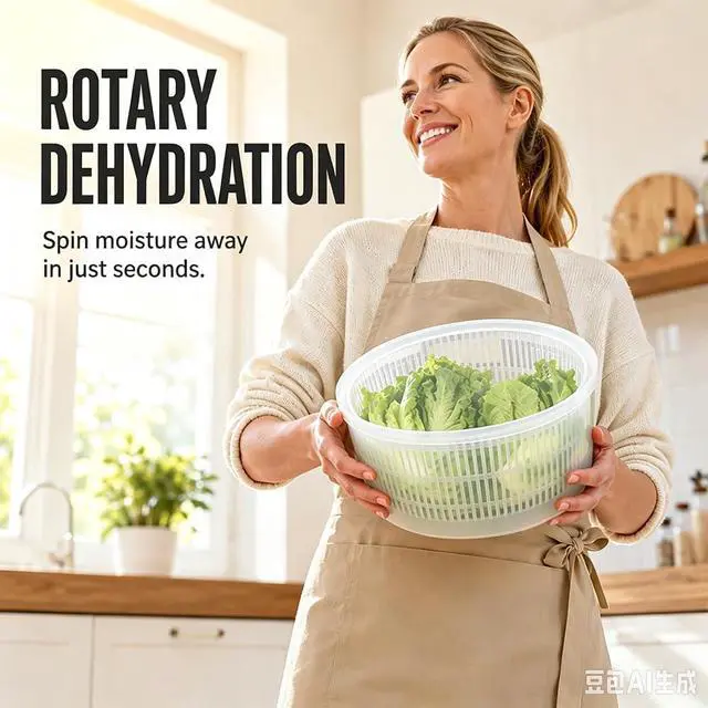 Alt view image 2 of 6 - Salad Spinner Lettuce Washer and Dryer Vegetable Colander Clear Bowl
Large Capacity, Easy-Turn Spin Knob, Locking Lid, Non-Slip Base, Wash and Dry Greens, Fruits and Vegetables