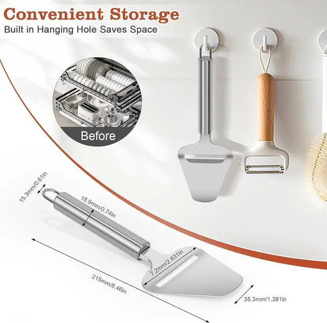 Alt view image 7 of 7 - Premium Stainless Steel Cheese Slicer For All Types Of Cheese.
Multi-Functional Handheld Cheese Slicers Cutter For Block And Hard, Dishwasher Safe, Essential For Every Kitchen.