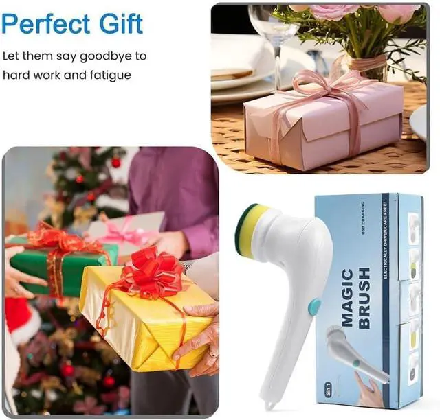 Alt view image 4 of 6 - Handheld Electric Cleaning Brush, Cordless Rechargeable Scrubber with 5 Heads, Bathroom Tile & Kitchen Degreaser