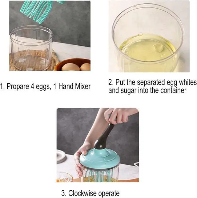 Alt view image 6 of 6 - Classic Hand-Cranked Egg Beater, Manual Kitchen Whisk, Stainless Steel Rotary Mixer for Beating and Blending