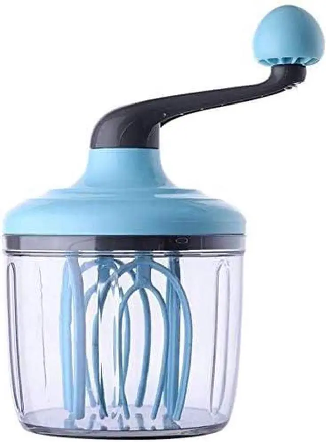 Main image of Classic Hand-Cranked Egg Beater, Manual Kitchen Whisk, Stainless Steel Rotary Mixer for Beating and Blending blue