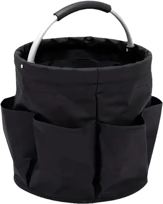 Main image of Portable Garden Tool Organizer Basket with 6 Pockets, Green Oxford Cloth Storage Tote with Comfortable Handle for Gardening, Picnic, Travel (Military green) black
