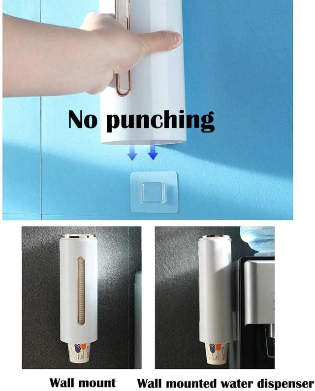 Alt view image 5 of 6 - Cup Dispenser Wall Mount, Fit 6oz - 9oz Dixie Cup Dispenser Wall Mount, 11" Tube Length Water Dispenser Cup Holder, Cup Dispenser for Water Cooler, for Home, Office, Hospital, Gym (Color : White)