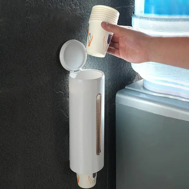 Alt view image 6 of 6 - Cup Dispenser Wall Mount, Fit 6oz - 9oz Dixie Cup Dispenser Wall Mount, 11" Tube Length Water Dispenser Cup Holder, Cup Dispenser for Water Cooler, for Home, Office, Hospital, Gym (Color : White)