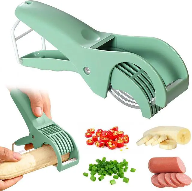 Main image of Slicer Manual Fruit Vegetable Stainless Steel, Multifunctional Handheld Cutter for Banana Strawberry Grape Cucumber - Kitchen Gadget