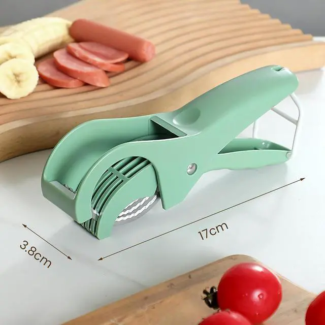 Alt view image 2 of 7 - Slicer Manual Fruit Vegetable Stainless Steel, Multifunctional Handheld Cutter for Banana Strawberry Grape Cucumber - Kitchen Gadget