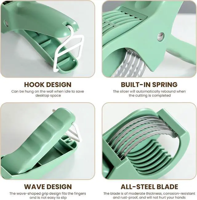 Alt view image 6 of 7 - Slicer Manual Fruit Vegetable Stainless Steel, Multifunctional Handheld Cutter for Banana Strawberry Grape Cucumber - Kitchen Gadget