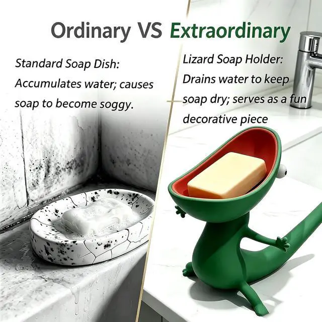 Alt view image 5 of 7 - Large Mouthed Lizard Soap Box with Drainage Hole, Soap Dish Holder
Self Draining Anti Slip Resin Soap Rack And Multifunctional Storage Tray Are Ideal Housewarming Novelty Gifts