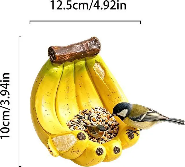 Alt view image 3 of 6 - Banana-Shaped Outdoors Bird Feeder, Heavy-Duty Resin Wild Bird Feeding Station, Creative Bird Feeding Tray, Hanging Garden Bird Feeder for Patio Yard Tree Fence, Home Decor Ornaments Gifts