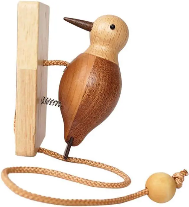 Main image of Wooden Woodpecker Door Bell Easy Installation Hanging Ornament Woodpecker Door Knocker for Indoor Window Wall Kids Toy