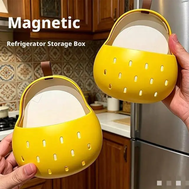 Alt view image 2 of 6 - Pear Toothbrush Holder Storage Box, Adhesive Kitchen Organizer, Refrigerator Side Caddy, Wall Mount Shelf for Small Apartment patch type