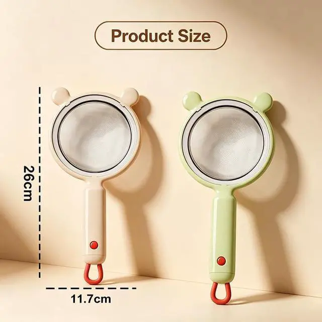 Alt view image 3 of 7 - Multi-functional kitchen flour sifter and strainer, household ultra-fine residue separator, baby food filter, soy milk strainer(green)