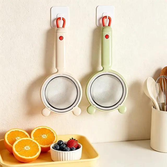 Alt view image 5 of 7 - Multi-functional kitchen flour sifter and strainer, household ultra-fine residue separator, baby food filter, soy milk strainer(green)