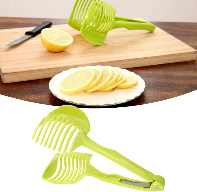 Alt view image 7 of 7 - Lemon & Tomato Food Tongs - Manual Fruit Tool, Round Fruit & Vegetable Cutting Holder, Handy Uncharged Kitchen Gadget for Slicing & Serving