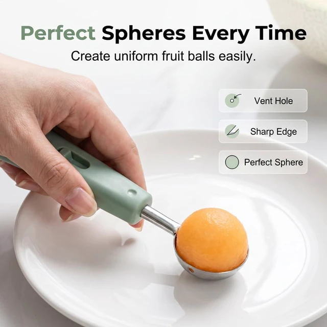 Alt view image 4 of 7 - Melon Baller Scoop Set - 6 in 1,Stainless Steel Fruit Cutter,Seed Remover Cutter,watermelon Scooper Fruit Scooper and Baller, Fruit Carving Tools Dig Pulp Separator Fruit Slicer blue