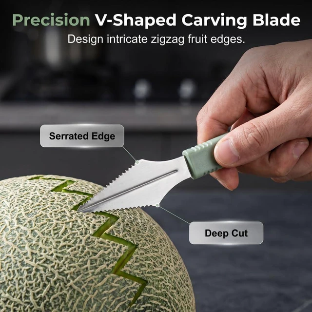 Alt view image 7 of 7 - Melon Baller Scoop Set - 6 in 1,Stainless Steel Fruit Cutter,Seed Remover Cutter,watermelon Scooper Fruit Scooper and Baller, Fruit Carving Tools Dig Pulp Separator Fruit Slicer blue