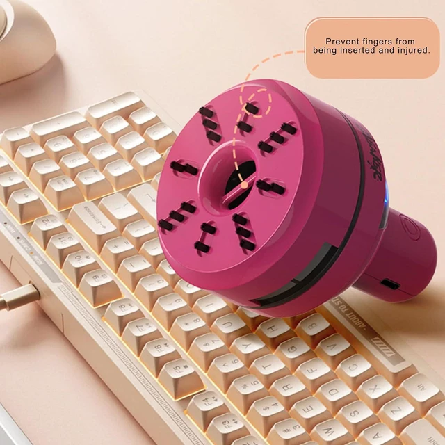 Alt view image 4 of 7 - Rechargeable Mini Desktop Cleaner, Strong Suction for Erasing Dust, Pencil Shavings, Paper Crumbs, Cute Robot Design for Home Office School (pink) pink