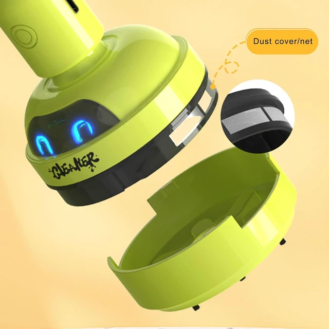 Alt view image 5 of 7 - Rechargeable Mini Desktop Cleaner, Strong Suction for Erasing Dust, Pencil Shavings, Paper Crumbs, Cute Robot Design for Home Office School (pink) pink