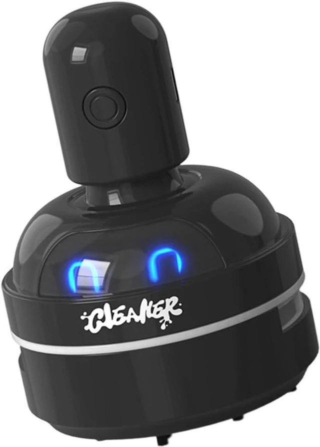 Main image of Rechargeable Mini Desktop Cleaner, Strong Suction for Erasing Dust, Pencil Shavings, Paper Crumbs, Cute Robot Design for Home Office School (black) black