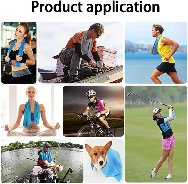 Alt view image 4 of 5 - Cooling Sports Towel, Outdoor Fitness Cooling Towel, Sweat-Absorbing & Cooling Silicone Sleeve Towel, Mountain Climbing Bag TowelBlue