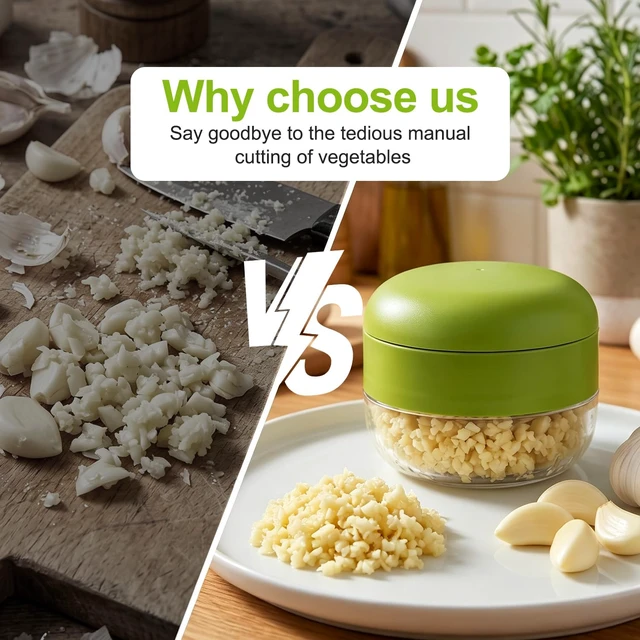 Alt view image 6 of 6 - Mini Garlic Chopper and Press with Container, Manual Garlic Twister Masher and Crusher,Garlic Press Stainless Steel for Kitchen Cooking and Food Prep1