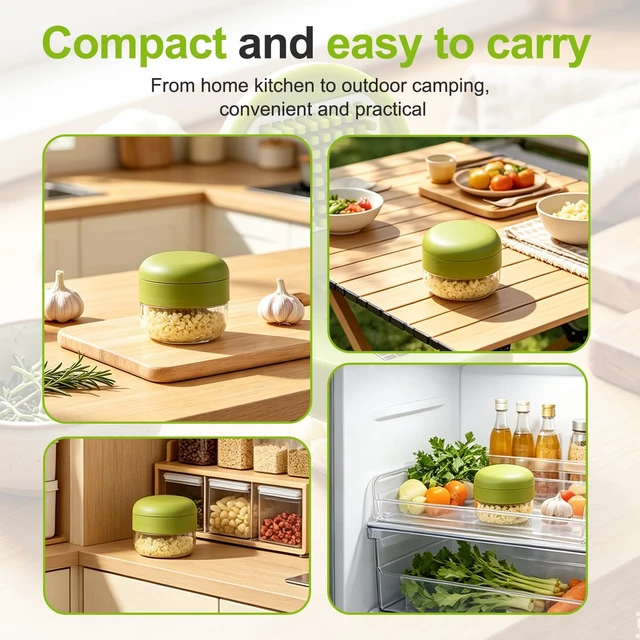 Alt view image 5 of 6 - Mini Garlic Chopper and Press with Container, Manual Garlic Twister Masher and Crusher,Garlic Press Stainless Steel for Kitchen Cooking and Food Prep1