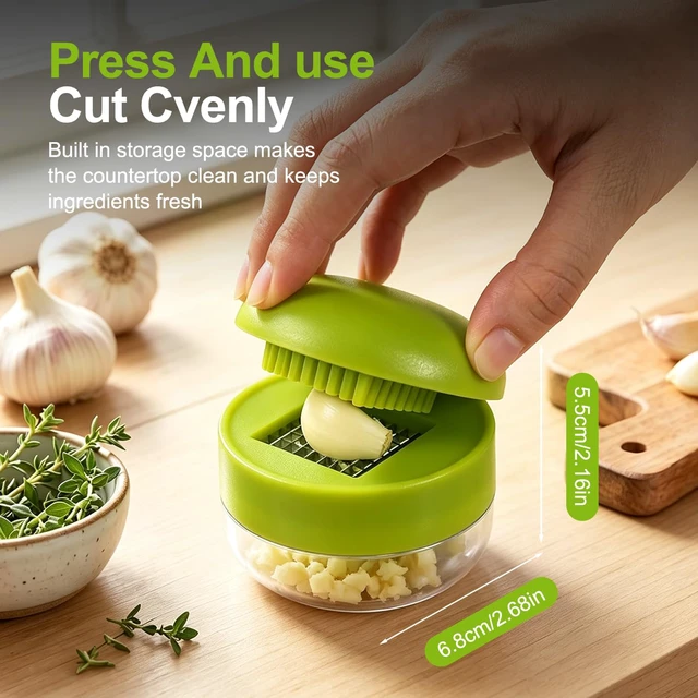 Alt view image 2 of 6 - Mini Garlic Chopper and Press with Container, Manual Garlic Twister Masher and Crusher,Garlic Press Stainless Steel for Kitchen Cooking and Food Prep1